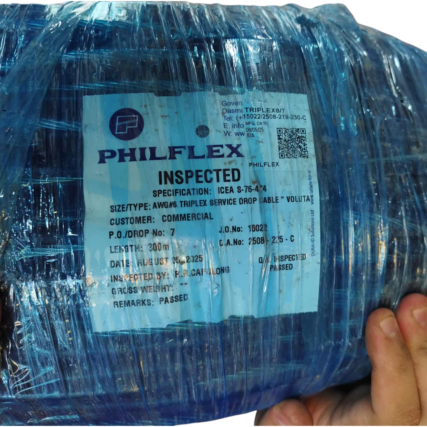 Philflex Service Drop Wire Triplex AWG 6/7 14mm 2 Cable Insulated and 1 Bare 300 meters