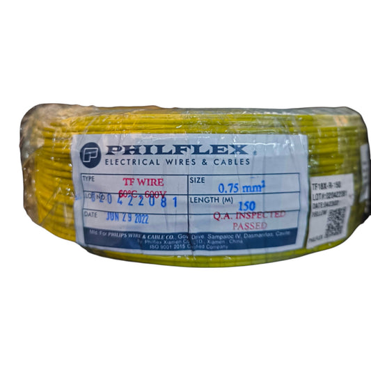 Spool of Philflex electrical wire with label on a white background