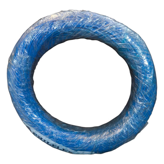 Coiled blue cable on a white background