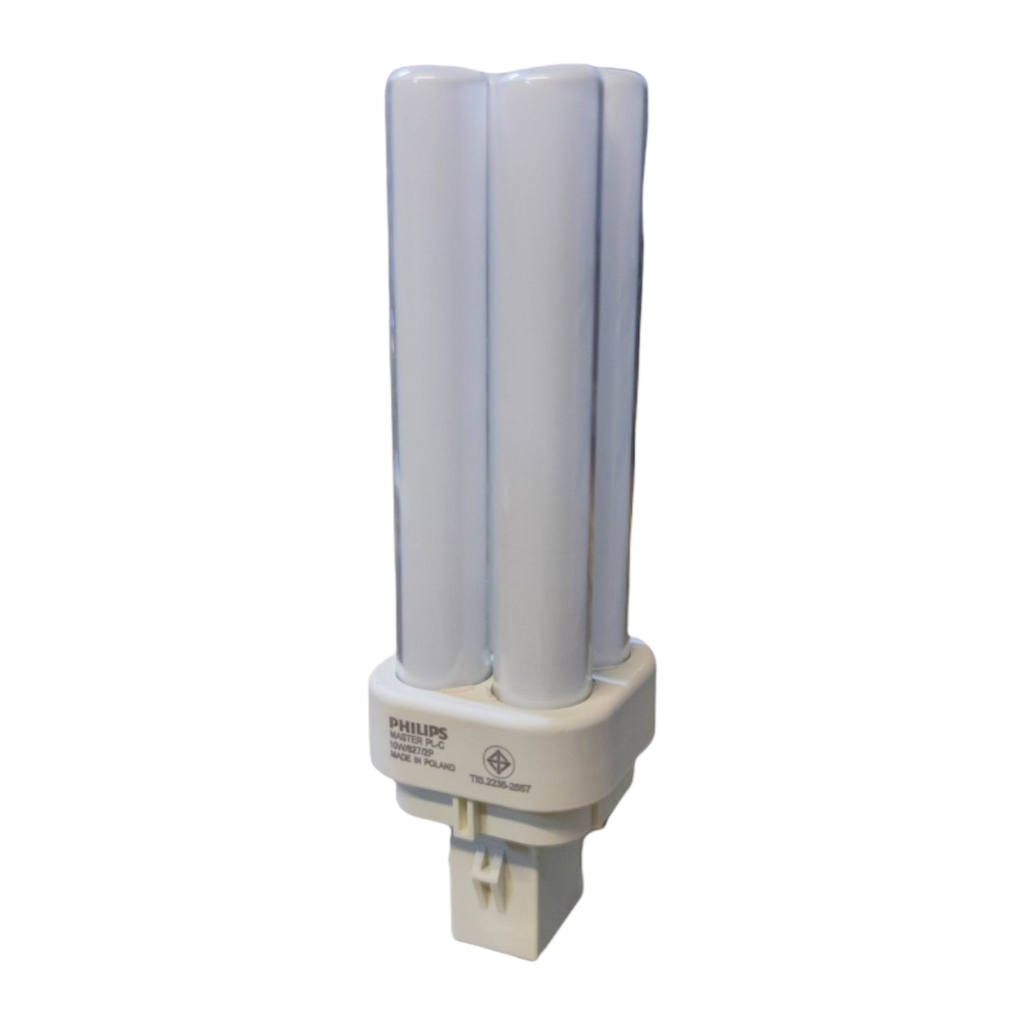 Philips energy-saving light bulb on a white background Philips 10W Pinlight Warm White 2700K G24d-1 Socket CFL Compact Fluorescent Lamp PLC2P10W/827 Electx Electrical Supply