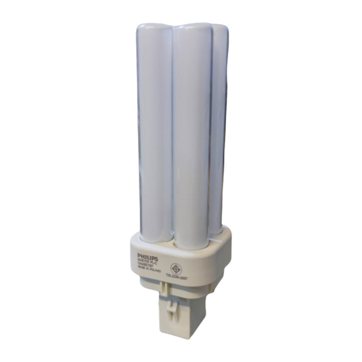 Philips energy-saving light bulb on a white background Philips 10W Pinlight Warm White 2700K G24d-1 Socket CFL Compact Fluorescent Lamp PLC2P10W/827 Electx Electrical Supply