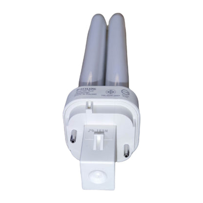 CFL light bulb with Philips logo on a white background Philips 10W Pinlight Warm White 2700K G24d-1 Socket CFL Compact Fluorescent Lamp PLC2P10W/827 Electx Electrical Supply