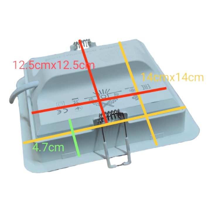 Rectangular electronic component with dimensions marked on a white background