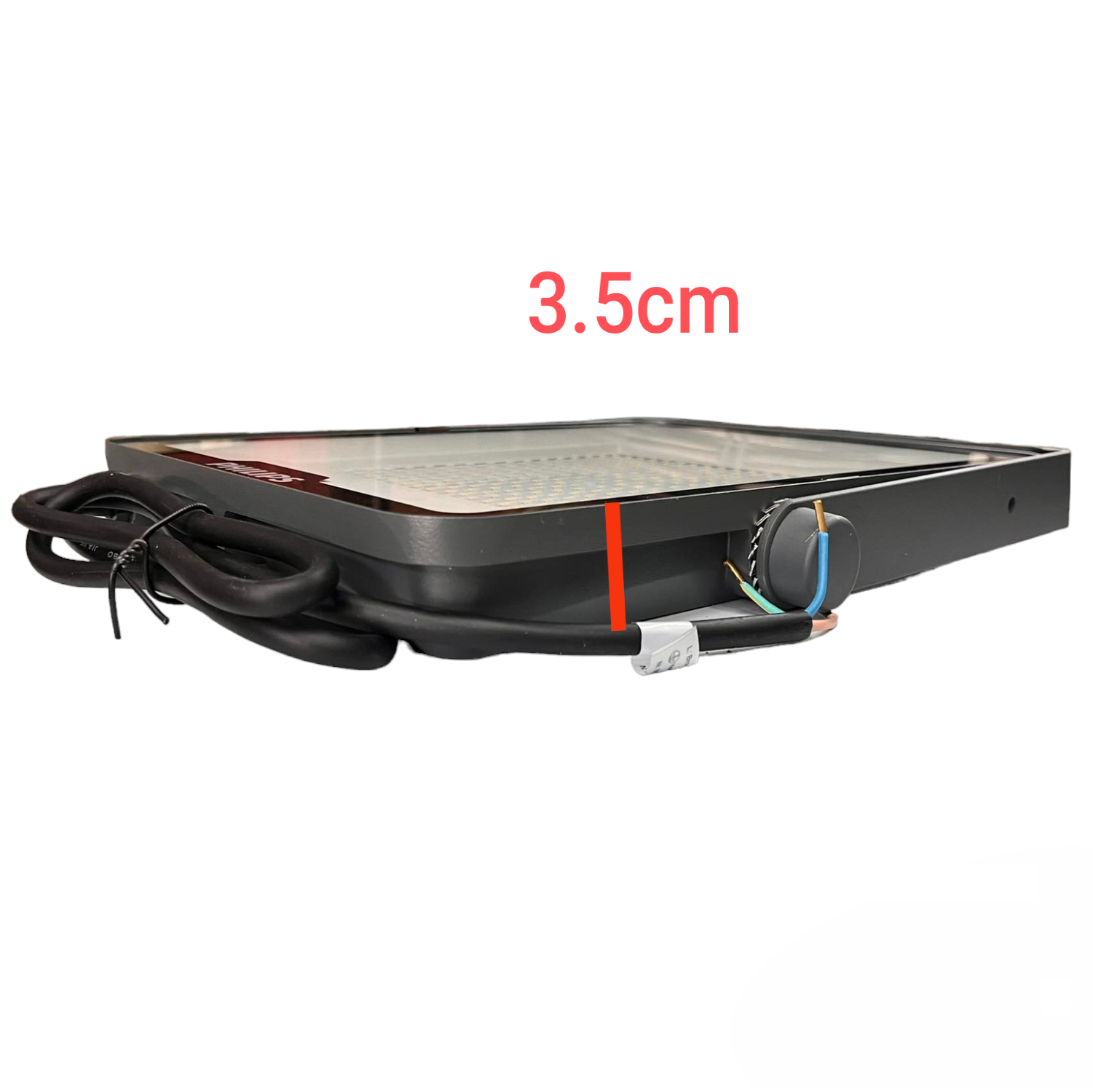 Rectangular electronic device with a 3.5cm label on a white background