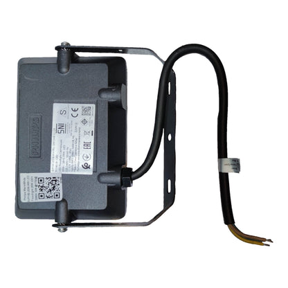 Black electronic component with wiring on a white background