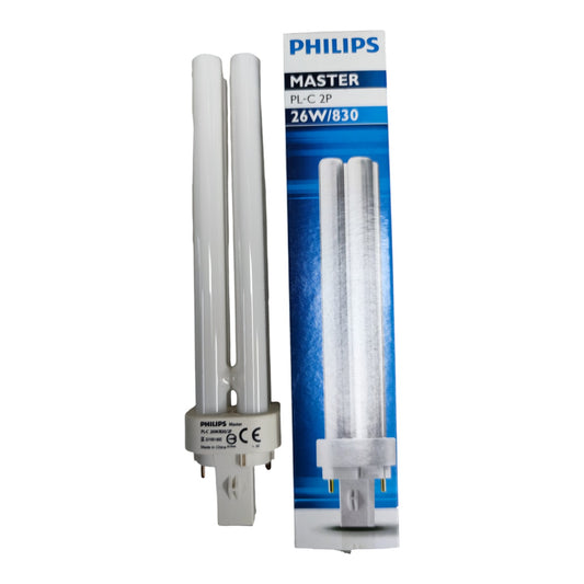 Philips 26W Pinlight Warm White 3000K G24d-3 Socket CFL Compact Fluorescent Lamp PLC2P26W/830 - front view