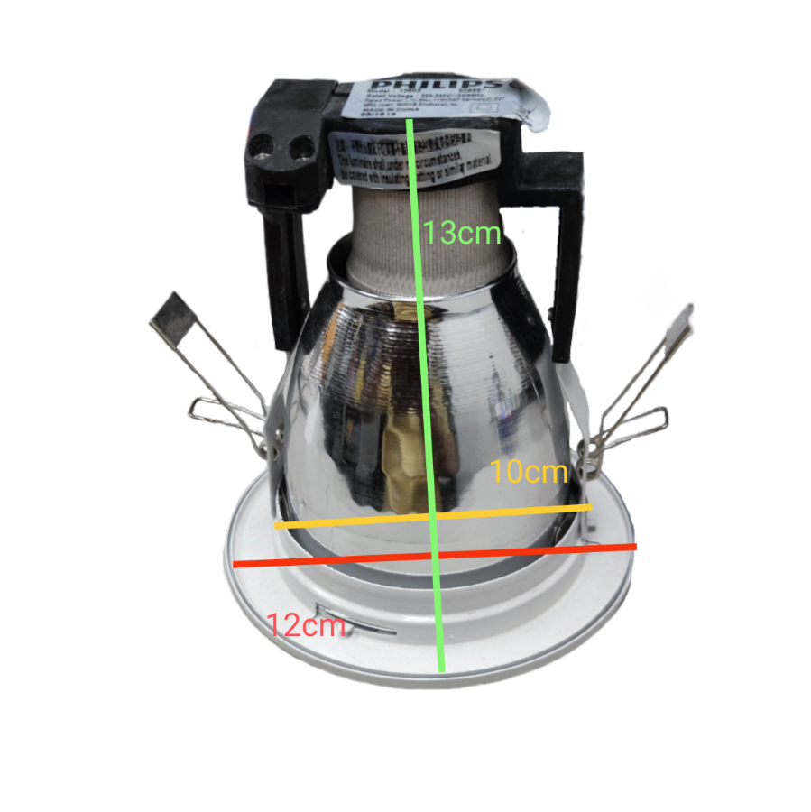 Philips Recessed Downlight E27 White Border with reflective surface and metal clips for easy installation