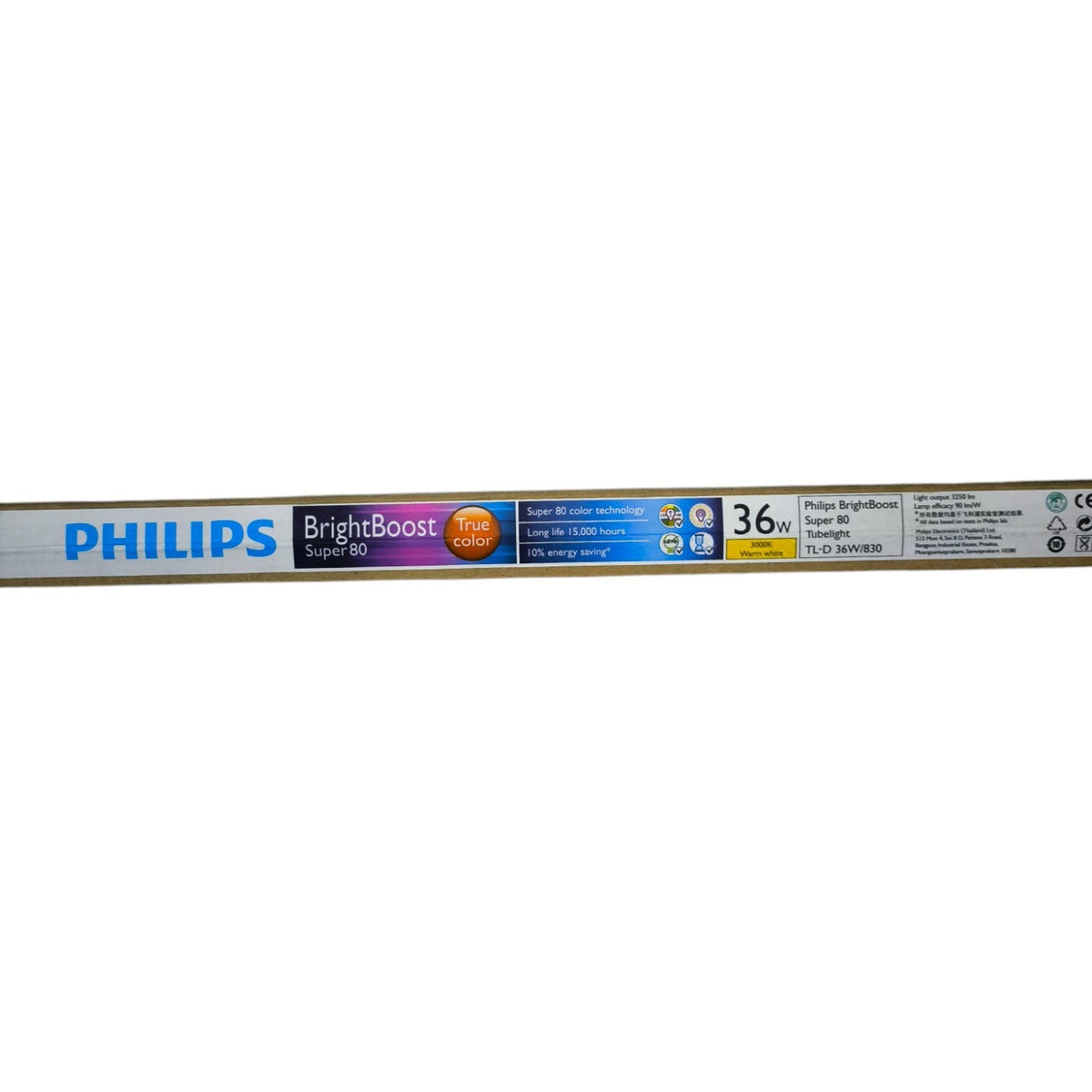 Philips 36W T8 Fluorescent Tube with BrightBoost technology and true color lighting in packaging