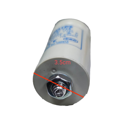 Philips 18UF lamp capacitor with a silver mounting bolt for electrical circuitry applications