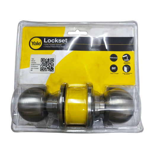Yale Door Knob Entrance Lockset Chrome VCA5127 US32D