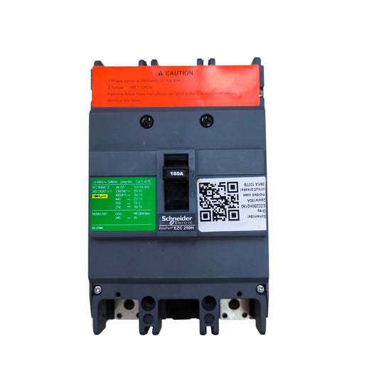 Schneider 160A 2 Pole MCCB Industrial Circuit Breaker Single Phase 36KAIC 250V EZC250H2160