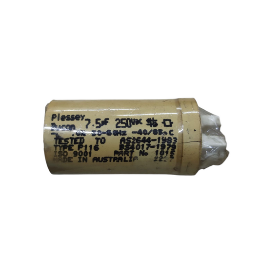 Plessey 7.5 microfarad 250V AC Running Capacitor for electrical applications and circuit stability