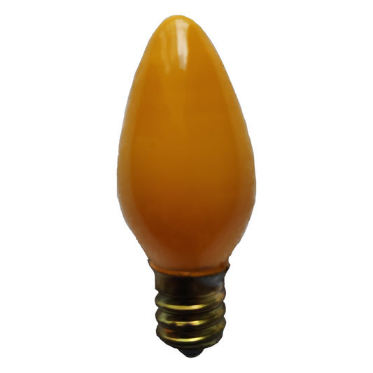 Orange light bulb with a white background