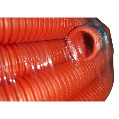 Coiled orange hose on a white background