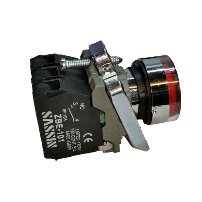 Sassin metal push button with indicator light for control panels and electrical systems