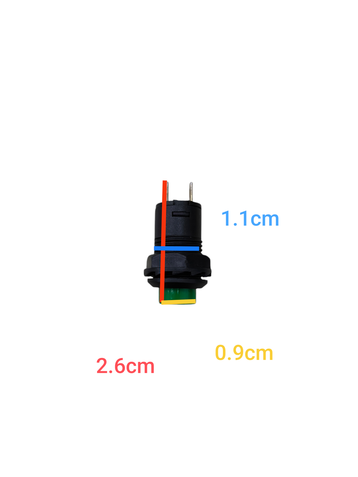220V Green Push Lock Normally Open Switch with compact design for easy installation