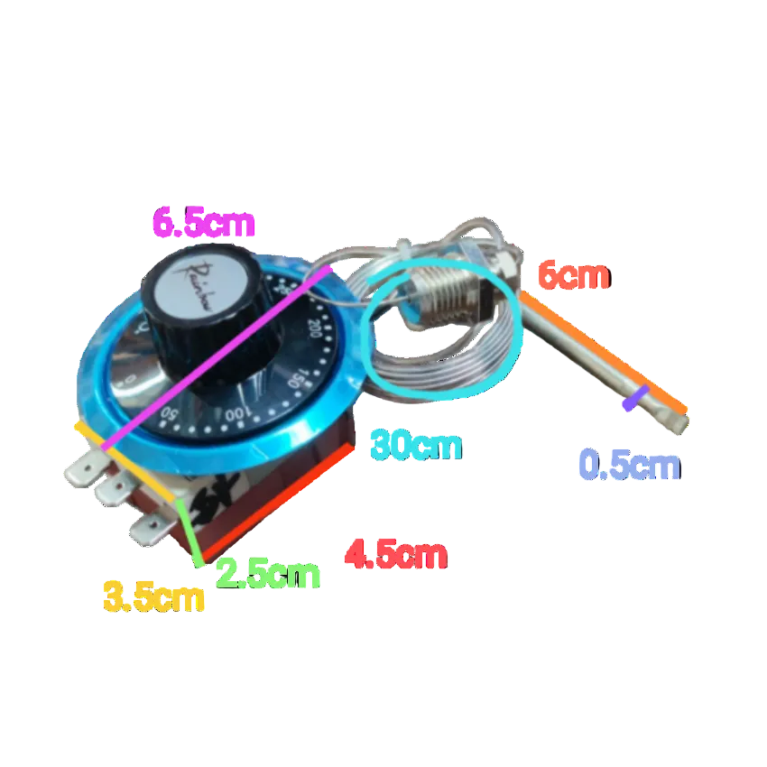 Grippes water dispenser part featuring a Rainbow thermostat 0 to 320 degrees with detailed measurements