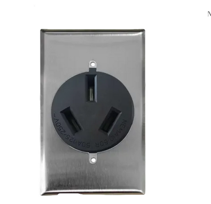 Surer 13-171 NEMA 10-50R Power Outlet, Flush Mount (50A 250V) 3P 3-Wire Non-Grounding Receptacle with SS Plate