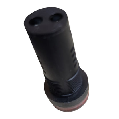 A black metal spray nozzle tip with two nozzles, shown on a plain white background.