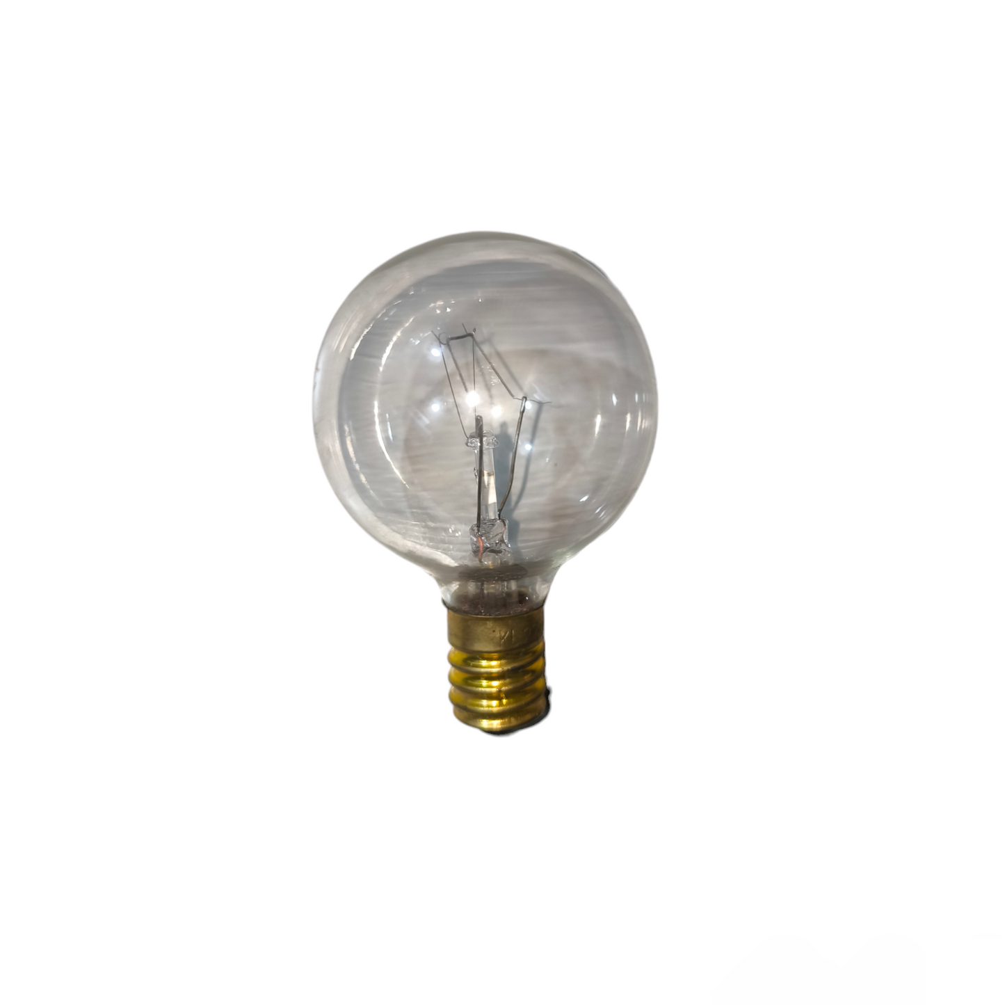 Clear 40W E14 incandescent bulb 220V with visible filament and brass base for lighting
