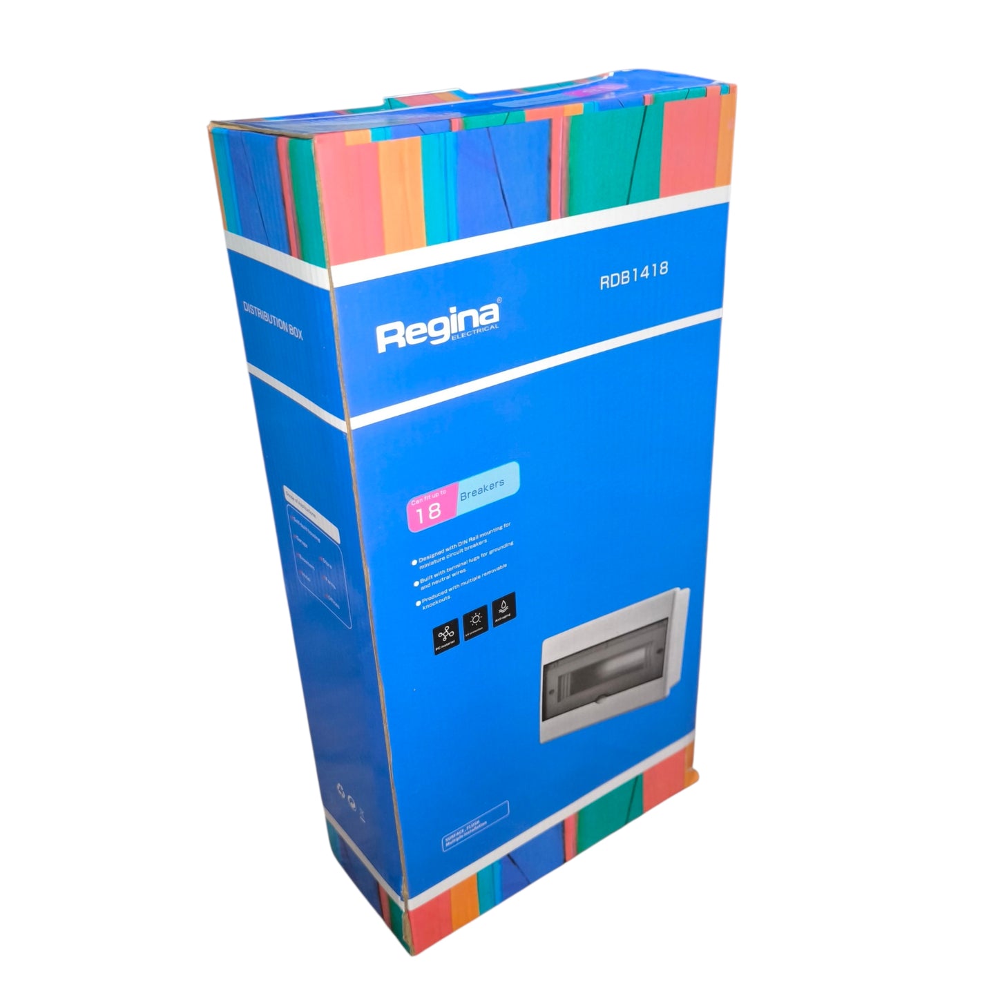 Regina 18 Ways Plastic Distribution Box with Bus Bar for Miniature Circuit Breaker Surface or Recessed Type RDB1418 Electx Electrical Supply