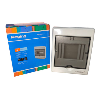 Regina 2-4 Ways Plastic Distribution Box For Miniature Circuit Breaker Surface or Recessed Type RDB0204 Electx Electrical Supply