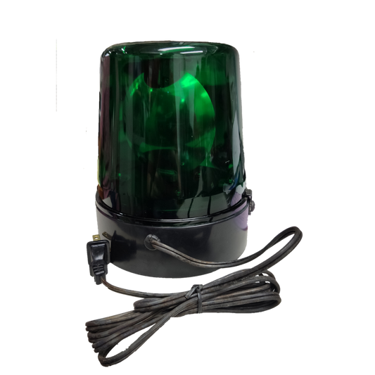 220V green revolving warning light with sturdy base and power cord for effective signaling
