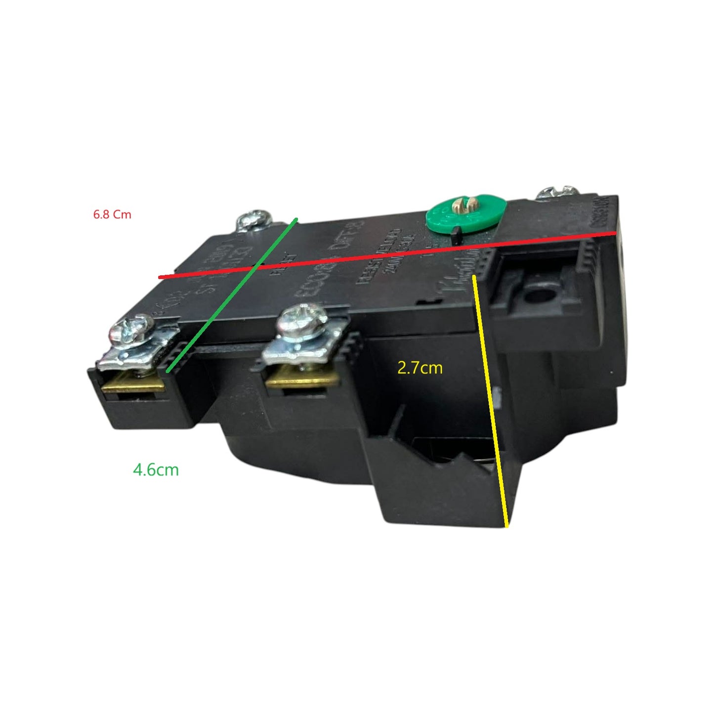 Electrical component with labeled dimensions on a white background Robertshaw Thermostat ST1301133 Aftermarket Kit ST13-70K SPST Range 50-70°C OTC 88°C Surface Mount Solar Hot Water Thermostat Electx Electrical Supply