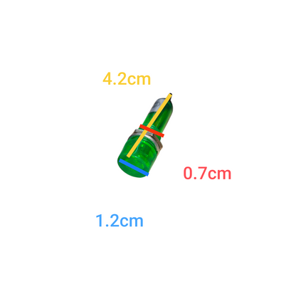 Measurement chart with a green object and labeled dimensions on a white background Round Pilot Lamp 7mm Indicator Available in 12V or 220V Color Green Electx Electrical Supply