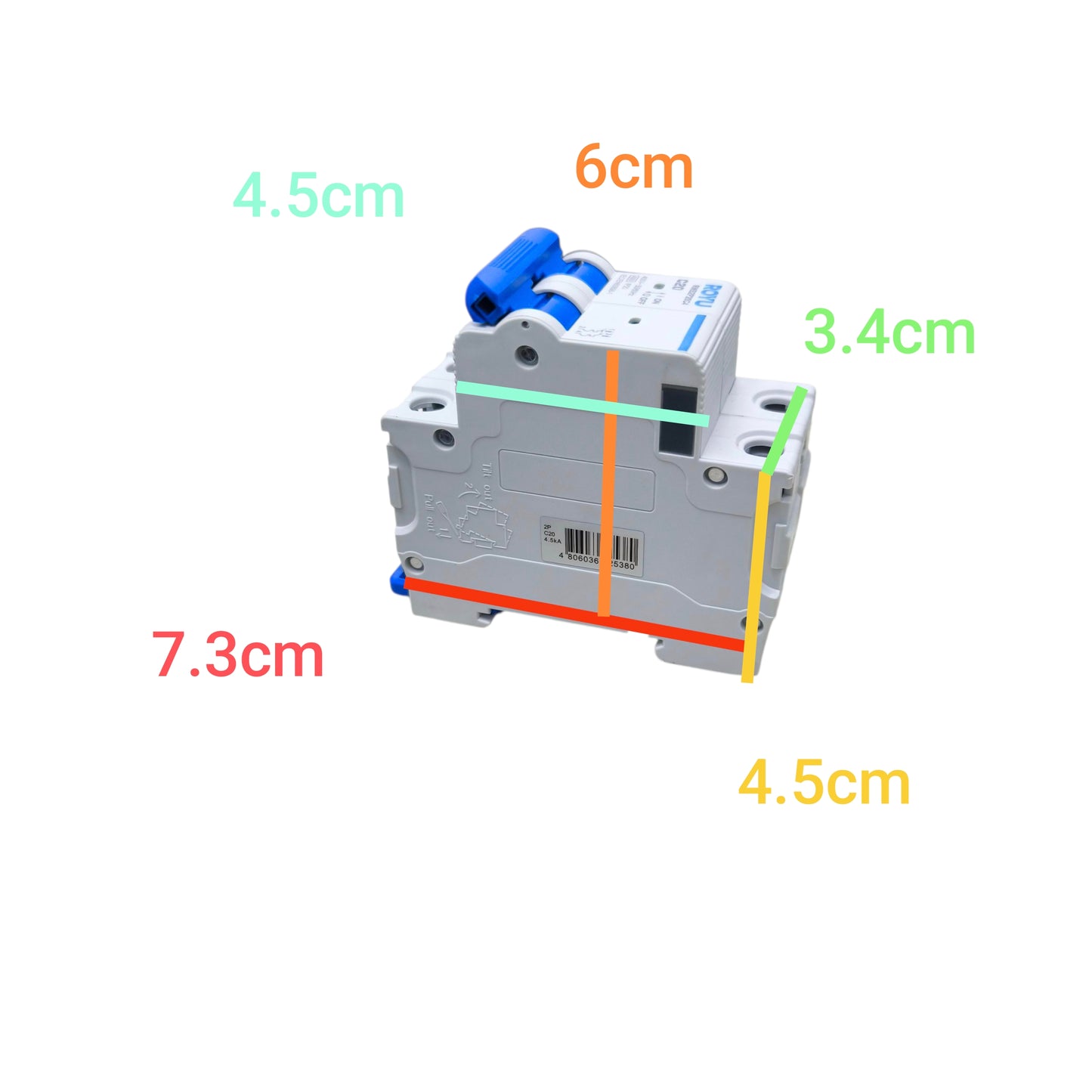 Royu 10A 2 Pole Miniature Circuit Breaker 4.5KAIC 220V RMB2P10C4