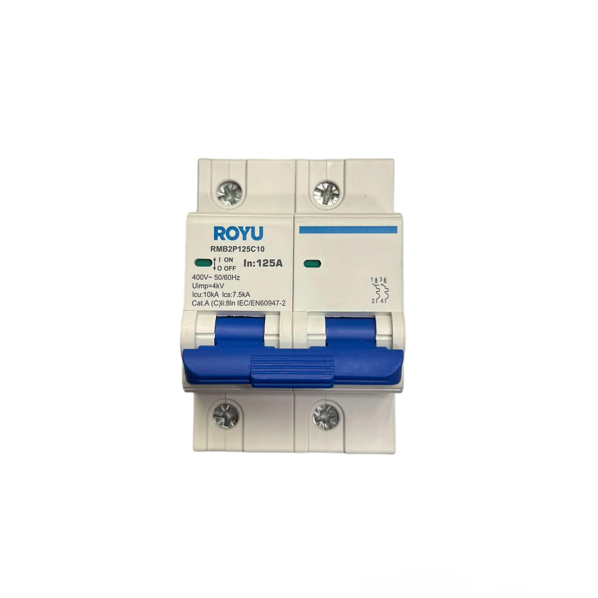 Royu miniature circuit breaker 220V double pole electrical safety switch with blue toggles