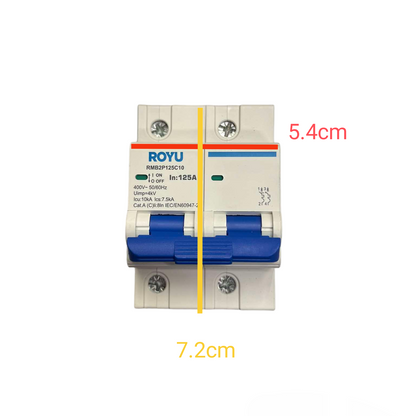 Royu miniature circuit breaker 220V with blue switches and dual-pole design for electrical safety