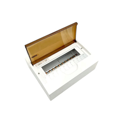 A white plastic sample vial storage box with an open amber-brown translucent lid, shown on a plain white background.