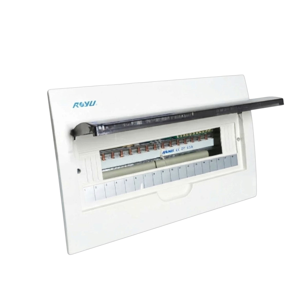 Royu 18 Ways Flush Type Metal Base Distribution Box with Busbar for 9 Breakers 2 Pole RUMF01D2N18