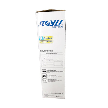 Royu 18 Ways Flush Type Metal Base Distribution Box with Busbar for 9 Breakers 2 Pole RUMF01D2N18