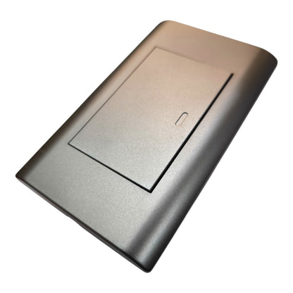 A modern minimalist wall switch plate with a single square toggle switch, featuring a matte textured finish in a warm metallic bronze color, shown on a plain white background.