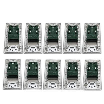Ten modular electronic control relays arranged in two rows of five on a plain white background.