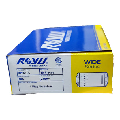 Royu 1 Way Switch Device 10A 250V Wide Series  RWS1-A Switch 10pcs per Pack Electx Electrical Supply