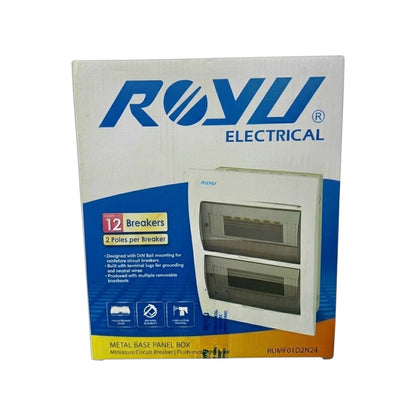 Royu 24 Ways Flush Type Metal Base Distribution Box with Busbar for 24 Breakers 1 Pole RUMF01D1N24