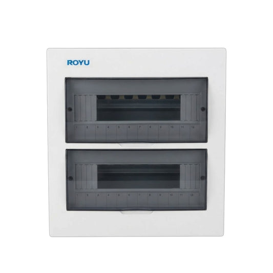 Royu 24 Ways Flush Type Metal Base Distribution Box with Busbar for 24 Breakers 1 Pole RUMF01D1N24