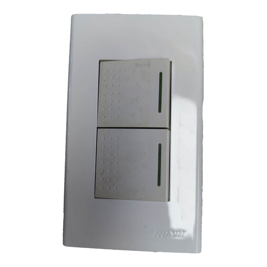 Royu 2 Gang 1 Way Switch 3 Device with Plate Cover Wide Series RWP3/2XRWS1-B Electx Electrical Supply