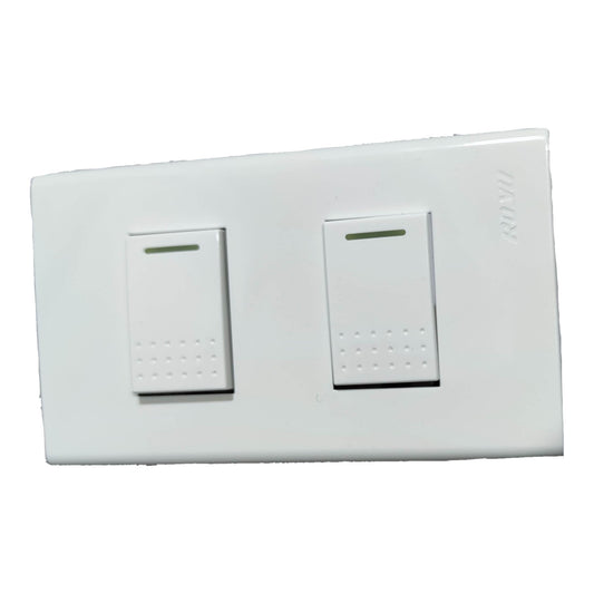 Royu 2 Gang 1 Way Switch with Plate Cover Wide Series 10A 250V RWP2/2XRWS1-A Electx Electrical SUpply
