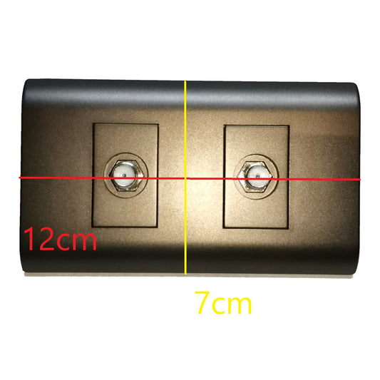 A rectangular wall plate or outlet cover shown on a white background with red and yellow measurement lines and text indicating dimensions 12cm and 7cm.