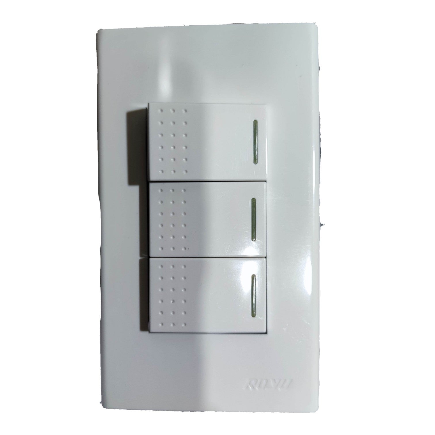 Royu 3 Gang 1 Way Switch with Plate Cover Wide Series 10A 250V RWP3/3XRWS1-A Electx Electrical Supply