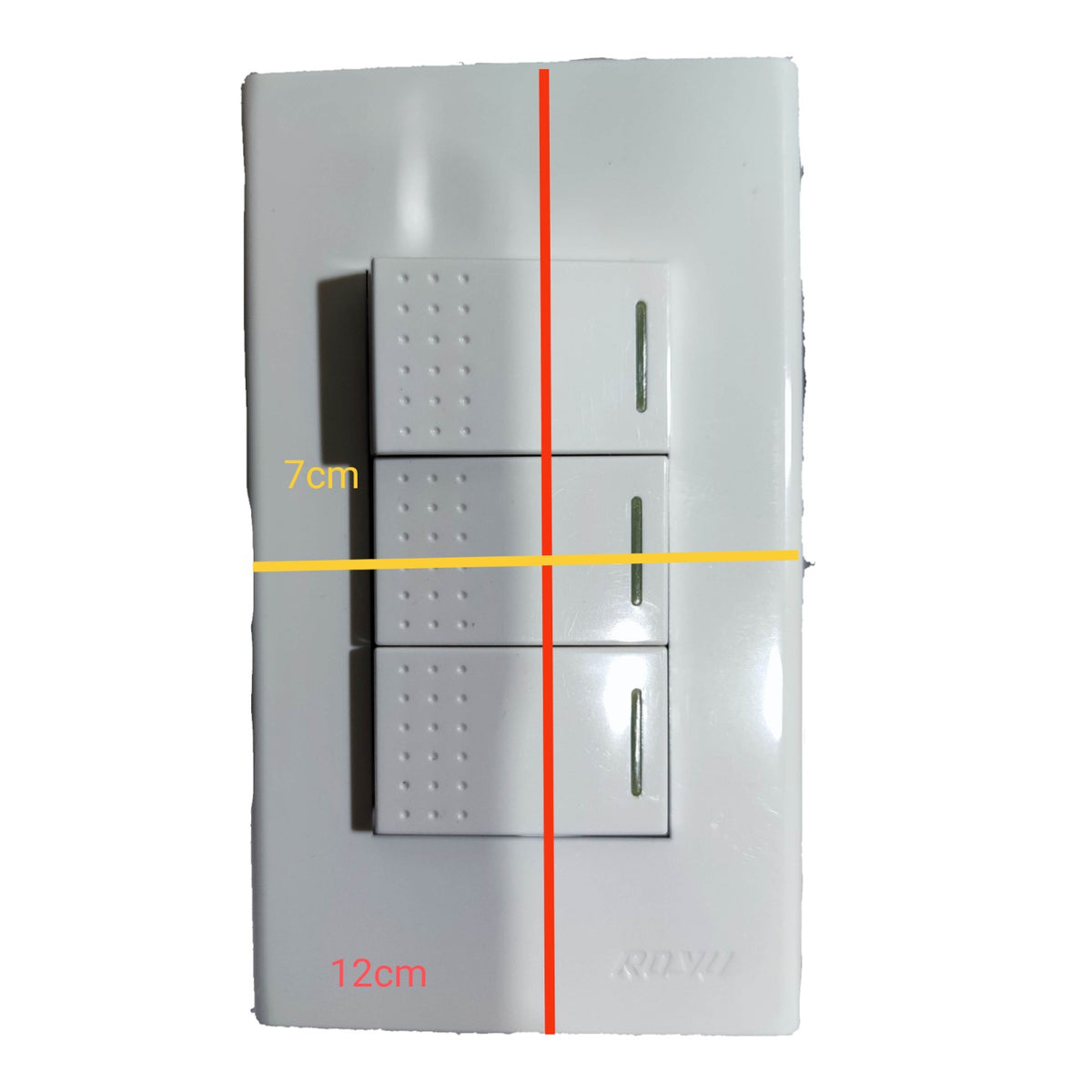 Royu 3 Gang 3 Way Switch Device with Plate Cover Wide Series 10A 250V RWP3/ 3XRWS3 Electx Electrical Supply