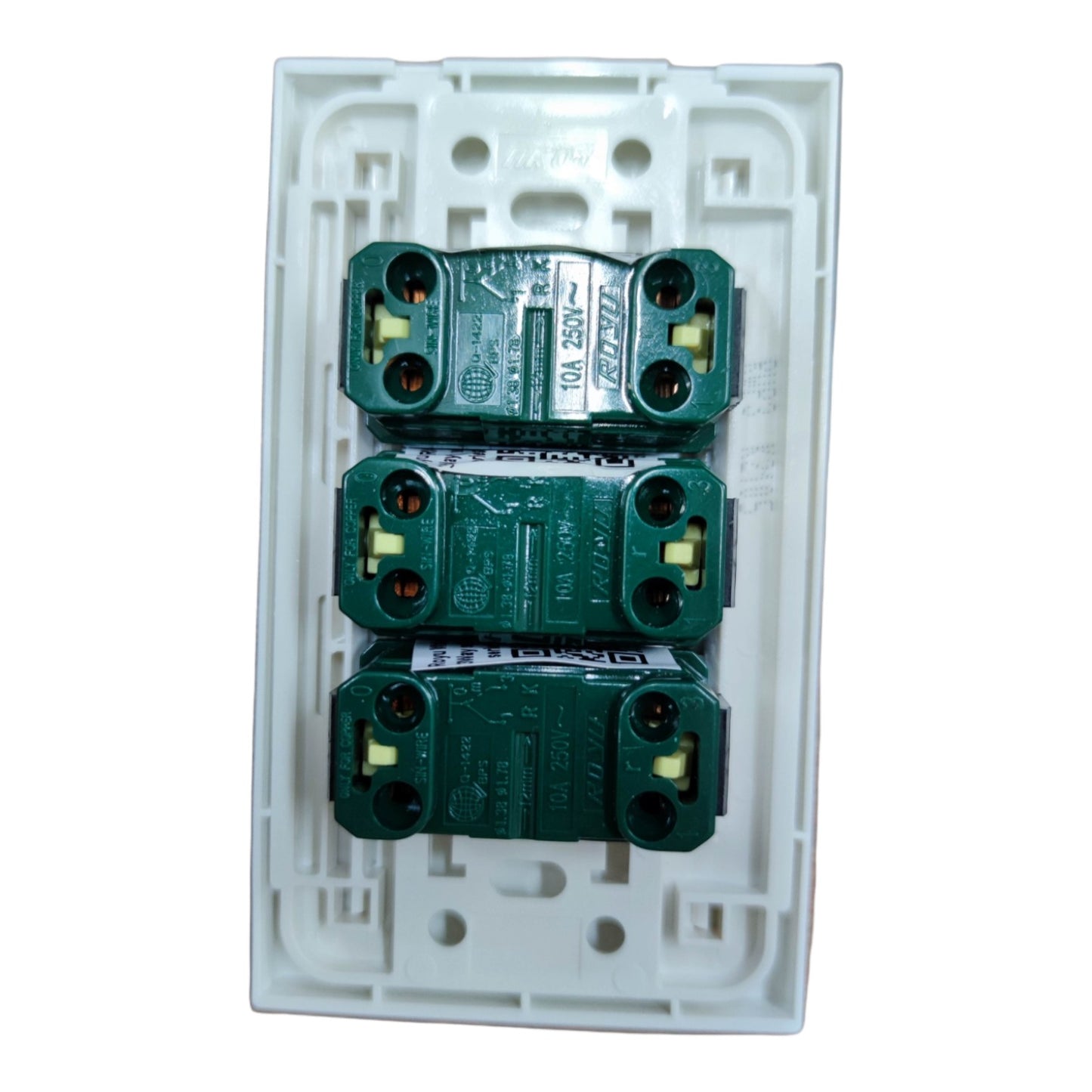 Royu 3 Gang 3 Way Switch Device with Plate Cover Wide Series 10A 250V RWP3/ 3XRWS3 Electx Electrical Supply