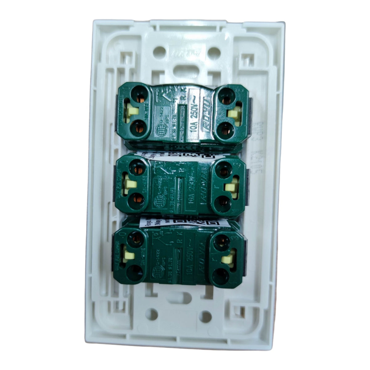 Royu 3 Gang 3 Way Switch Device with Plate Cover Wide Series 10A 250V RWP3/ 3XRWS3 Electx Electrical Supply