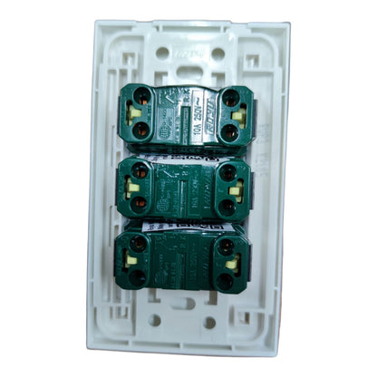 Royu 3 Gang 3 Way Switch Device with Plate Cover Wide Series 10A 250V RWP3/ 3XRWS3 Electx Electrical Supply