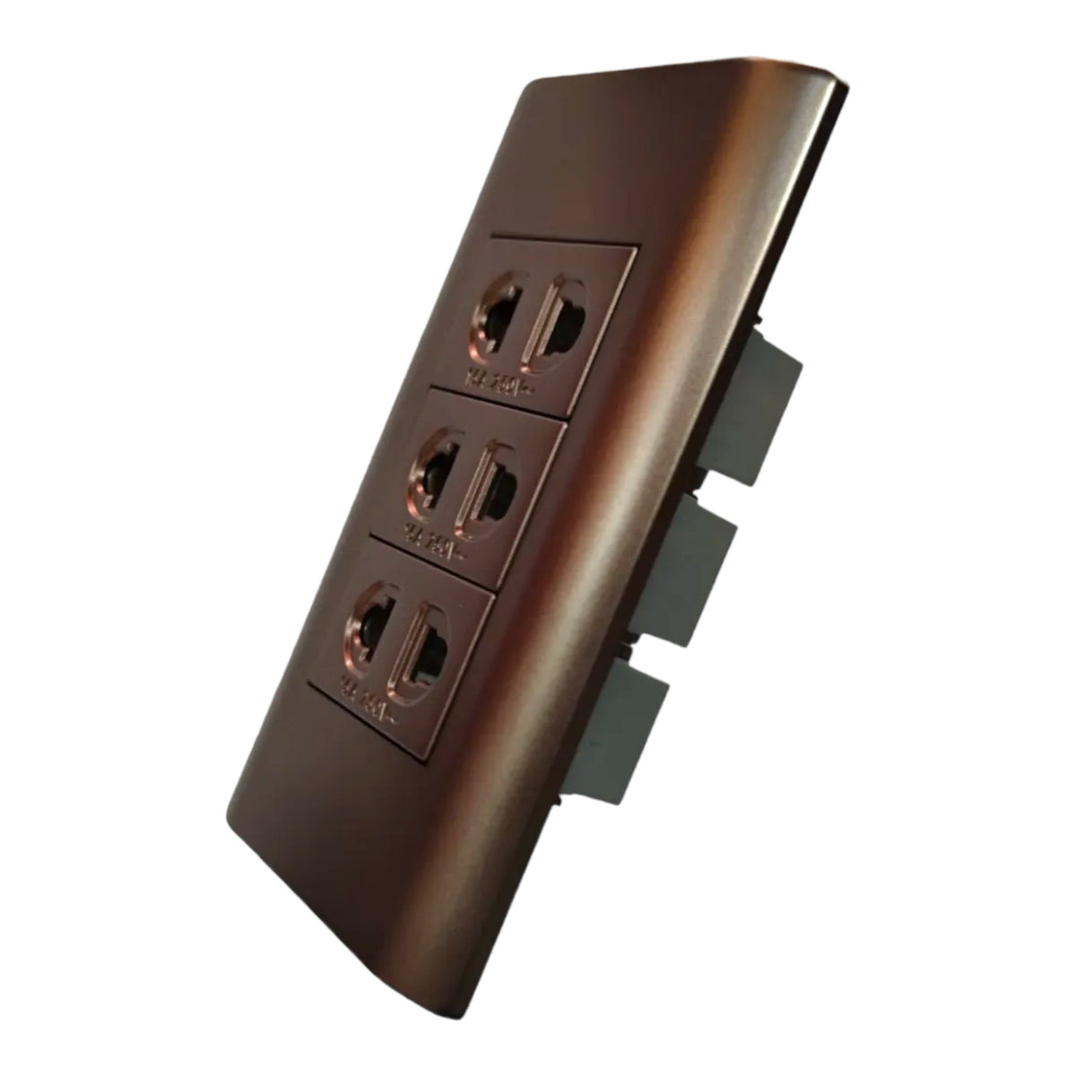 Royu 3 Gang Universal Outlet 15A 250V with Plate Dark Gray Plano Series MDS115/DG