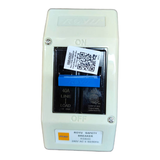 Royu 40A 2 Pole 10KAIC 220V Circuit Breaker with PVC Enclosure Nema 1 RSB40A Electx Electrica Supply